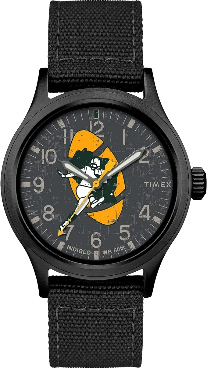 Men&#039;s NFL Scout 40mm Watch – Green Bay Packers with Black Fabric Strap