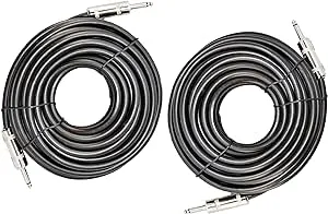 Ignite Pro 2X 1/4" to 1/4" 50 Ft. True 12 Gauge Wire AWG DJ/Pro Audio Speaker Cable, Pair