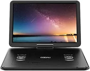 COOAU 17.9” Portable DVD Player with 15.6" HD Large Screen, Kids DVD Player with 6 Hrs Rechargeable Battery, Regions Free, High Volume Stereo Speakers, Support AV in&Out/USB/SD Card (Black)