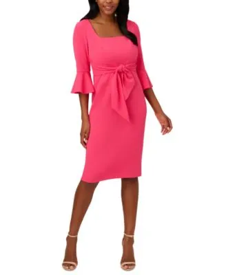 Adrianna Papell Women's Bell Sleeve Tie Front Dress