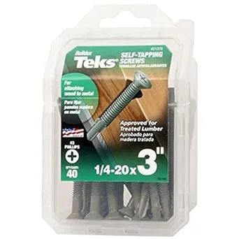 Teks 1/4 in. x 3 in. Phillips Flat Head Drill PT Wood-to-Metal Screws 40CT