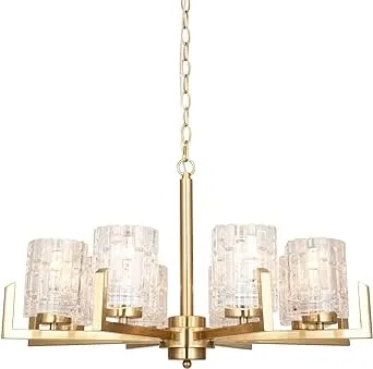 ALICE HOUSE 25.6&#034; Dining Room Chandeliers 8 Light Brushed Brass Contemporary ...