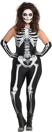 Skeleton Costume Adult Female Bodysuit Halloween Fancy Dress