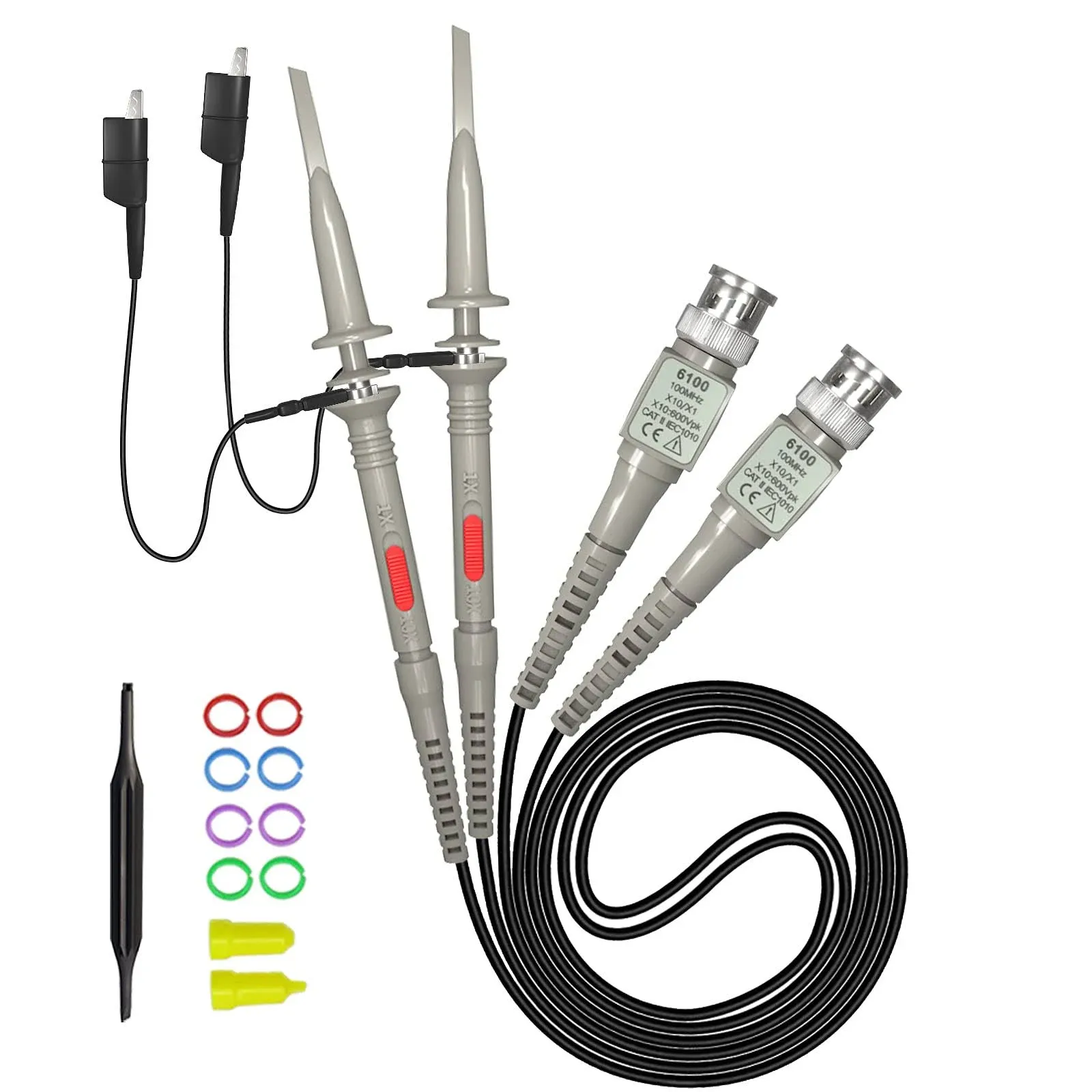 Goupchn Universal P6100 Oscilloscope Clip Probes 100MHz with Accessories Kit 1x ...