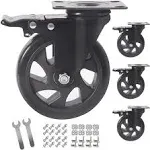 5 Inch Swivel Caster Wheels Set of 4, Heavy Duty Casters with Brake, Polyurethan