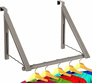 Holdn' Storage Foldable Over The Door Drying Rack with Hanger Hooks