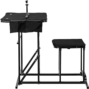 GYMAX Foldable Shooting Table Seat Set, Height Adjustable Hunting Gun Rest Table Shooting Bench Set for Outdoor Range