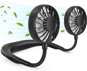 RJVW Portable Neck Fan, Hand Free Personal Hanging Neck Sports Fan USB ...