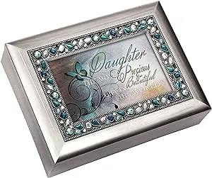 Daughter The Most Precious Gift Jeweled Silver Music Box