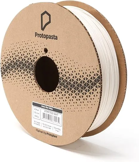 Protopasta 3D Printer Filament | PLA Filament 1.75mm | Matte Fiber HT PLA White | 500g Spool