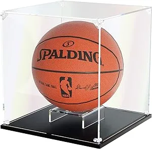 Basketball Display Case Stand, 3MM Clear Acrylic Display Case for Soccer Ball Display Box Holder for Full Size Basketball Self Assemble(10.6x10.6x11.8 inch;27x27x30 cm)