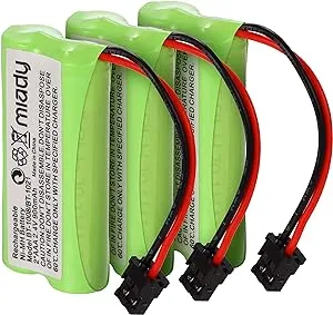 Miady 2.4V 2 AAA 900mAh Ni-MH Cordless Home Phone Battery for Uniden Bt1008 Bt-1008 Bt1016 BT-1016 BT1021 Bt-1021 With43-269 Wx12077 Sanyo Cas-d6325