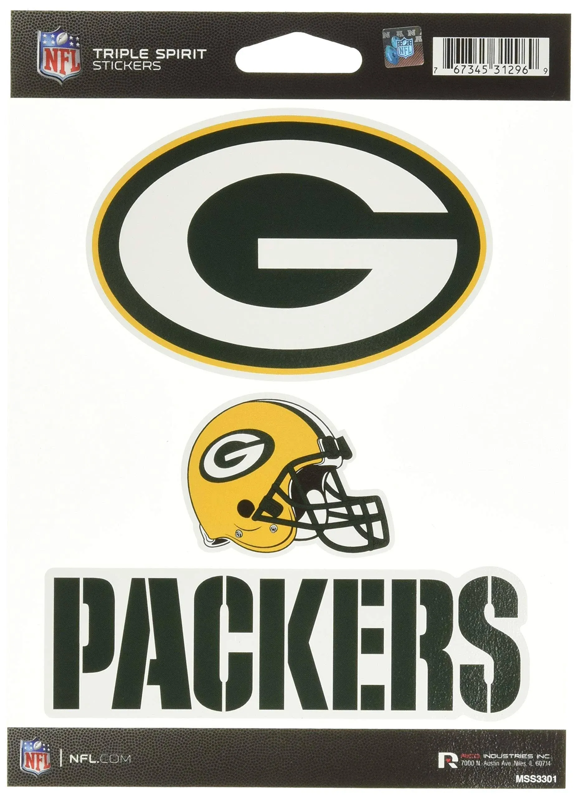 Green Bay Packers Triple Spirit Stickers