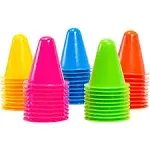 Juvale Mini Agility Cones for Kids Sports, Indoor Outdoor Training (3 in, Assorted Colors, 50 Pack)