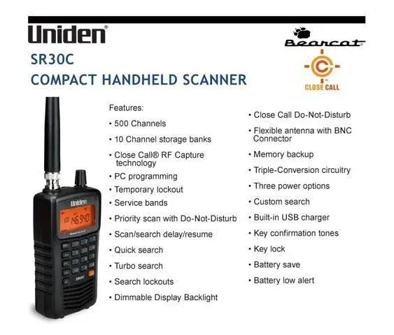 Uniden Handheld Scanner SR30C