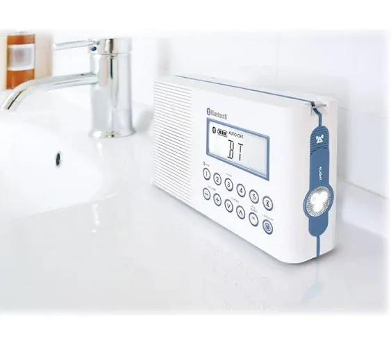 Sangean H202 Portable AM/FM/Weather Alert, Digital Tuning Waterproof Shower Radio with Bluetooth (Renewed)