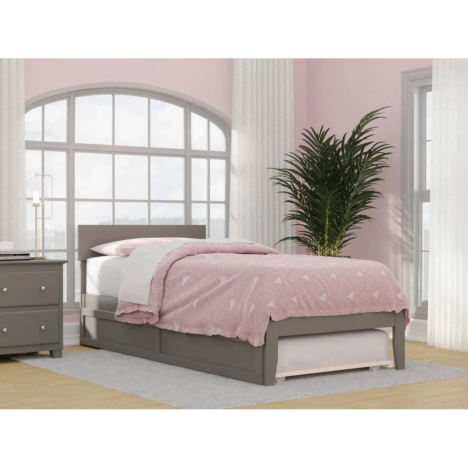 AFI Furnishings Boston Grey Twin Extra Long Wood Trundle Bed