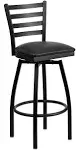 Flash Furniture Hercules Series Ladder Back Swivel Metal Bar Stool, Black