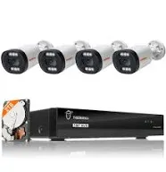 TIGERSECU 4K Security Camera System, 8MP/4K 8 Channel NVR with 2TB Hard Drive, 4 ...