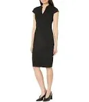 Calvin Klein Cap Sleeve V-Neck Scuba Crepe Sheath