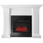 55" White Electric Fireplace with Mantel with Remote Control and Realistic Flame Effects - 55 Inch