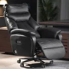 Kinnls Coast Upholstered Leather Power Reclining Office Chair Dual Motor / Cowhide Leather