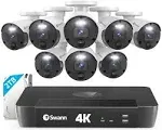 Swann - Master Series 8-Channel 8 Camera 4K UHD Indoor/Outdoor PoE Wired 2TB HDD NVR Security Surveillance System - Black