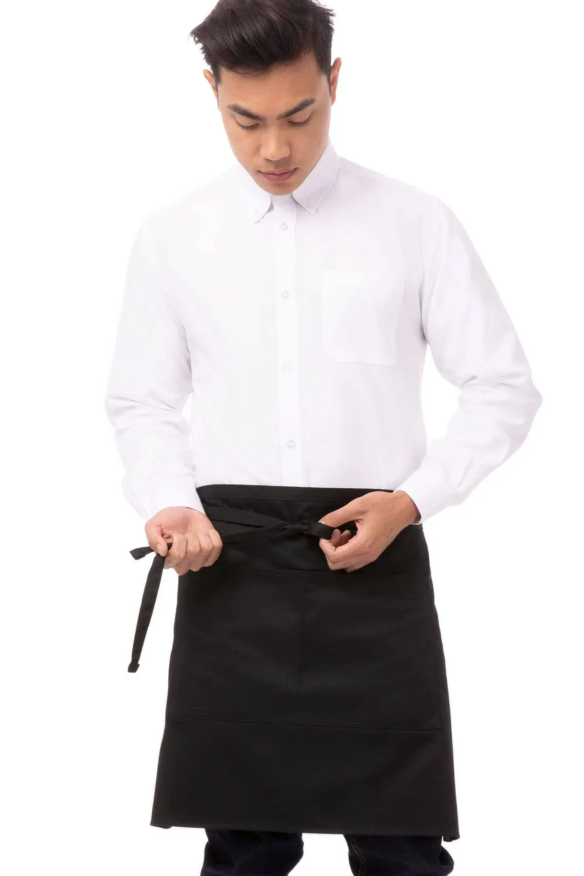 Chef Works - F28-BLK - Black Half Bistro Apron