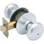 Schlage doorknobs (4) Bed &amp; Bath/Privacy, &#039;Plymouth&#039; F40 Satin Chrome 626