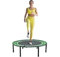 Fitness Trampoline for Adults and Kids, Indoor Rebounder Green Without Handles