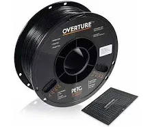 Overture PETG Filament 1.75mm, 3D Printer Filament, 2kg Filament (4.4lbs), Dimensional Accuracy 99% Probability +/- 0.03 mm, Fit