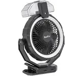 10000mAh Golf Cart Fan with Clip Enhancer, 8 inch Powerful Black