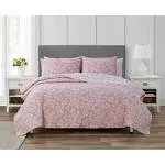 Cedar Court Annabella 3-Piece Rose Blush Soft Cotton Blend Quilt Set - Queen