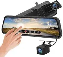 Backup Camera 10 Inch Mirror Dash Cam Dual Lens Front Rear Dash Camera 1080P ...