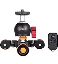 Andoer 3-Wheels Wireless Remote Control Motorized Camera Video Auto Dolly 3 Speed Adjustable with Mini Flexible Ballhead Mount Adapter Compatible