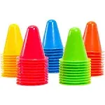 Juvale Mini Agility Cones for Kids Sports, Indoor Outdoor Training (3 in, Assorted Colors, 50 Pack)