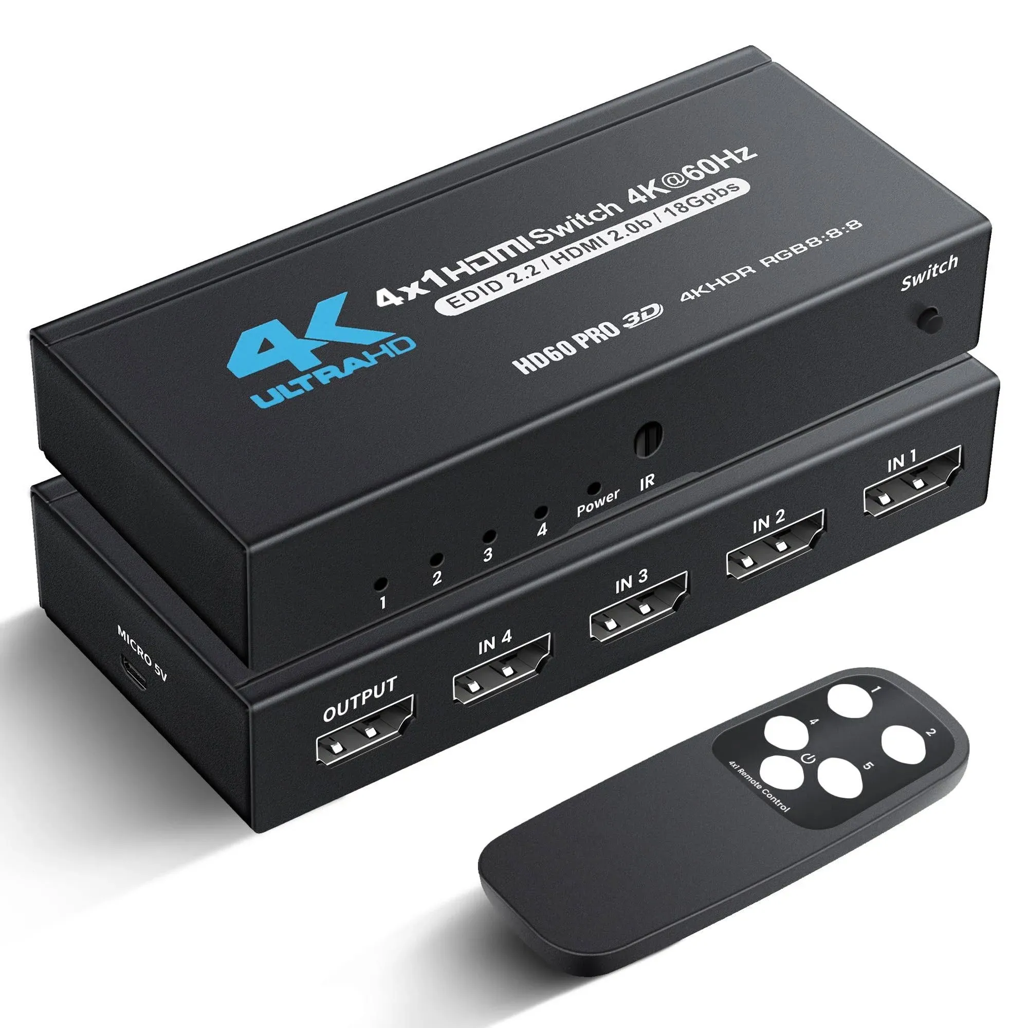 NEWCARE 4 in 1 Out 4K@60Hz HDMI Switch