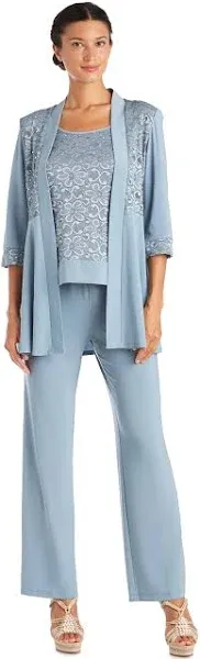 R&M Richards Women's Plus Size Lace Pant Set