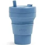 Stojo Collapsible Travel Cup With Straw Steel Blue 16oz / 470ml NUS Promo NEW