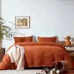 NexHome Burnt Orange Duvet Cover Sets Queen Size 3 Piece Queen(90&#034;X90&#034;)<wbr/>, Rust 