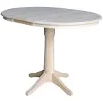 36" Round Top Pedestal Table With 12" Leaf - 36.1"H - Dining or Counter Height - Whitewood K-36RXT-27B-6B