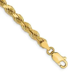 14K Yellow Gold 2.75mm Handmade Regular Rope Chain Bracelet