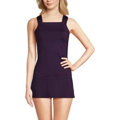 Lands&#039; End Women&#039;s Chlorine Resistant Cap Sleeve High Neck Tankini Swimsuit Top