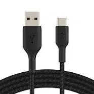 Belkin CAB002bt1MBK Black BOOST CHARGE Braided USB-C to USB-A Cable 3.28 ft. (1