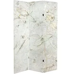 Oriental Furniture 6 Ft. Tall Double Sided Ivory Flowers Canvas Room Divider