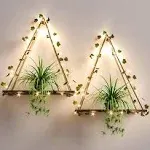 Artificial Ivy Wall Hanging Shelves with LED Lights Set of 2 Macrame Shelves 