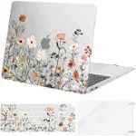 MOSISO Compatible with MacBook Air 13 inch Case 2022 2021 2020 2019 2018 Release A2337 M1 A2179 A1932 Retina Display, Plastic Garden Flowers Hard Shell&Keyboard Cover&Screen Protector, Transparent