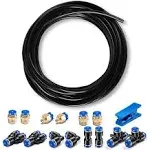 Pneumatic Tubing Black PU Air Hose Pipe Tube Kit 6Mm OD 4Mm ID 39.4Ft/12 M