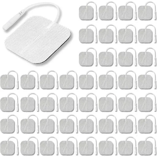 Syrtenty TENS Unit Pads 2"X2" 44 Pcs, 3rd Gen Reusable Latex-Free Replacement Pads Electrode Pads with Upgraded Sticky Electrode Pads Gel and Non-Irritating Design for Muscle Stimulator Electrotherapy