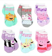 Peppa Pig Girls 6 pack Socks (X-Small (2-4), Friends Quarter Multi)